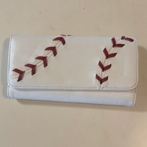 White and Red Baseball Stitch Wallet